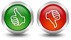 Buttons of thumbs up and down