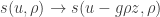 s(u,\rho)\to s(u-g\rho z,\rho)