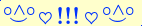 \scriptstyle\rule[2.25ex]{0.01pt}{0.01pt}\,\boldsymbol{\overset{\scriptstyle\circ\wedge\circ}{\smile}\,\heartsuit\,{\displaystyle\text{\bfseries!!!}}\,\heartsuit\,\overset{\scriptstyle\circ\wedge\circ}{\smile}}\ \rule[-0.25ex]{0.01pt}{0.01pt}