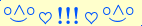 \scriptstyle\rule[2.25ex]{0.01pt}{0.01pt}\,\boldsymbol{\overset{\scriptstyle\circ\wedge\circ}{\smile}\,\heartsuit\,{\displaystyle\text{\bfseries!!!}}\,\heartsuit\,\overset{\scriptstyle\circ\wedge\circ}{\smile}}\ \rule[-0.25ex]{0.01pt}{0.01pt}