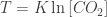 T=K\ln{[CO_2]}