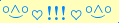\scriptstyle\rule[2.25ex]{0.01pt}{0.01pt}\,\boldsymbol{\overset{\scriptstyle\circ\wedge\circ}{\smile}\,\heartsuit\,{\displaystyle\text{\bfseries!!!}}\,\heartsuit\,\overset{\scriptstyle\circ\wedge\circ}{\smile}}\ \rule[-0.25ex]{0.01pt}{0.01pt}