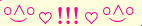 \scriptstyle\rule[2.25ex]{0.01pt}{0.01pt}\,\boldsymbol{\overset{\scriptstyle\circ\wedge\circ}{\smile}\,\heartsuit\,{\displaystyle\text{\bfseries!!!}}\,\heartsuit\,\overset{\scriptstyle\circ\wedge\circ}{\smile}}\ \rule[-0.25ex]{0.01pt}{0.01pt}