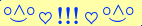 \scriptstyle\rule[2.25ex]{0.01pt}{0.01pt}\,\boldsymbol{\overset{\scriptstyle\circ\wedge\circ}{\smile}\,\heartsuit\,{\displaystyle\text{\bfseries!!!}}\,\heartsuit\,\overset{\scriptstyle\circ\wedge\circ}{\smile}}\ \rule[-0.25ex]{0.01pt}{0.01pt}