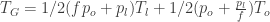 T_G = 1/2 ( f p_o + p_l  ) T_l +  1/2 ( p_o + \frac{p_l}{f} ) T_o 