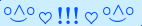 \scriptstyle\rule[2.25ex]{0.01pt}{0.01pt}\,\boldsymbol{\overset{\scriptstyle\circ\wedge\circ}{\smile}\,\heartsuit\,{\displaystyle\text{\bfseries!!!}}\,\heartsuit\,\overset{\scriptstyle\circ\wedge\circ}{\smile}}\ \rule[-0.25ex]{0.01pt}{0.01pt}
