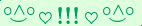 \scriptstyle\rule[2.25ex]{0.01pt}{0.01pt}\,\boldsymbol{\overset{\scriptstyle\circ\wedge\circ}{\smile}\,\heartsuit\,{\displaystyle\text{\bfseries!!!}}\,\heartsuit\,\overset{\scriptstyle\circ\wedge\circ}{\smile}}\ \rule[-0.25ex]{0.01pt}{0.01pt}